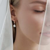 Cercei rotunzi argint placati cu aur roz cu perle naturale albe DiAmanti SK25222GEL_W-G